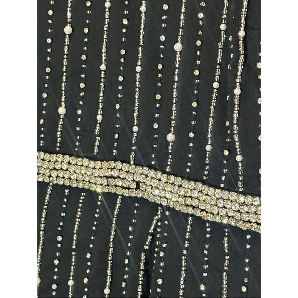 Mac Duggal NWT size 16 long sleeve beaded black midi dress READ NOTES style 9362 - Picture 7 of 16